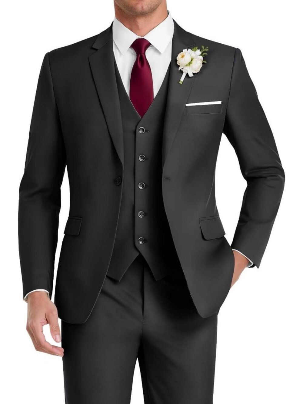 Stylish Men's 3 Piece Slim Fit Tuxedo Suit Set for Weddings & Formal Events